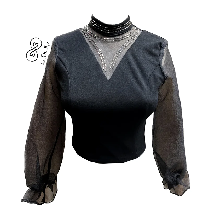 شومیز کراپ مجلسی کد da60 مشکی