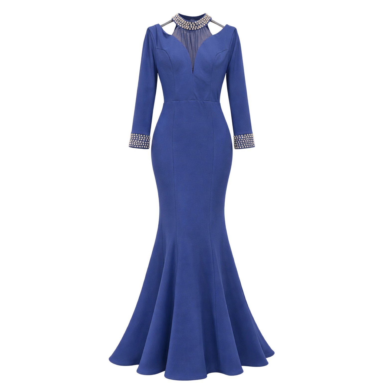 پیراهن ماکسی کار شده مدل ماهی کد pre90 سرمه ای