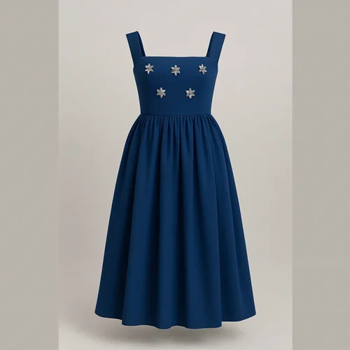 پیراهن مجلسی میدی سنگدوزی کد 864 سرمه ای