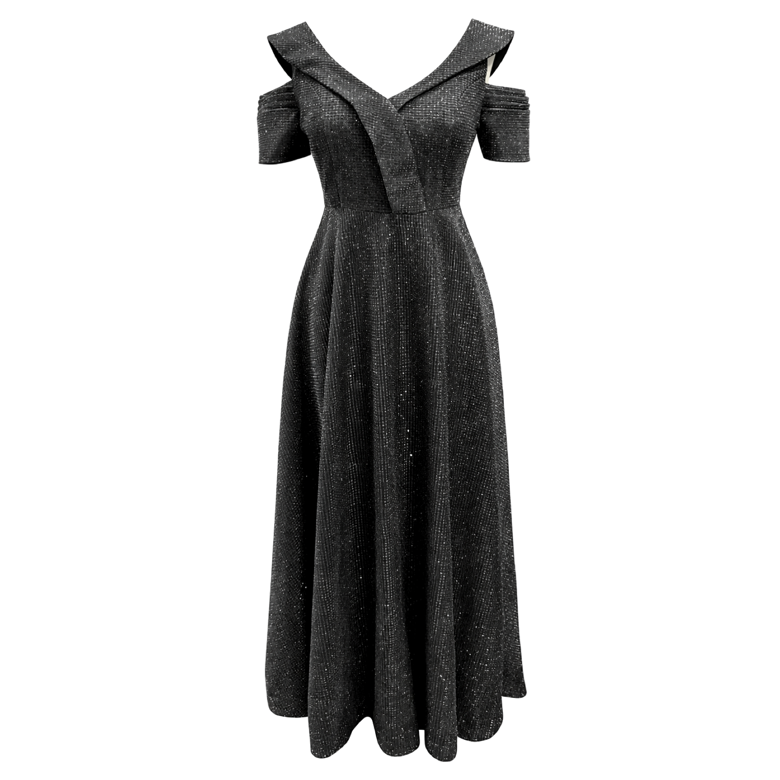 پیراهن مجلسی ماکسی شاین آف شولدر کد 252 مشکی