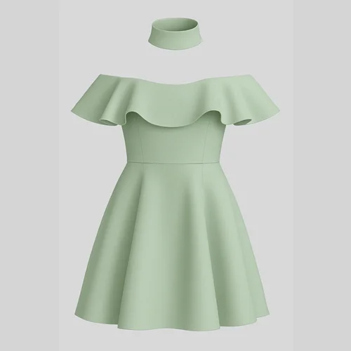 لباس مجلسی عروسکی دخترانه کد 182 سبز سدری