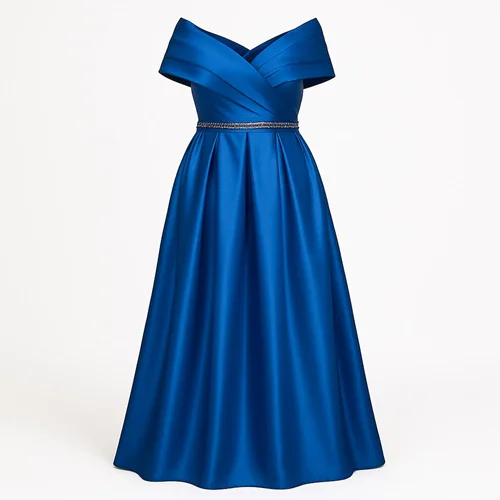 پیراهن ماکسی مجلسی زنانه ساتن آمریکایی کد 2448 آبی