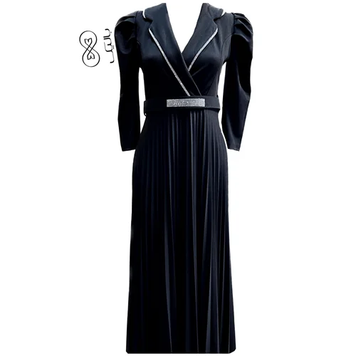 پیراهن مجلسی ماکسی دامن پلیسه مشکی کد pre30