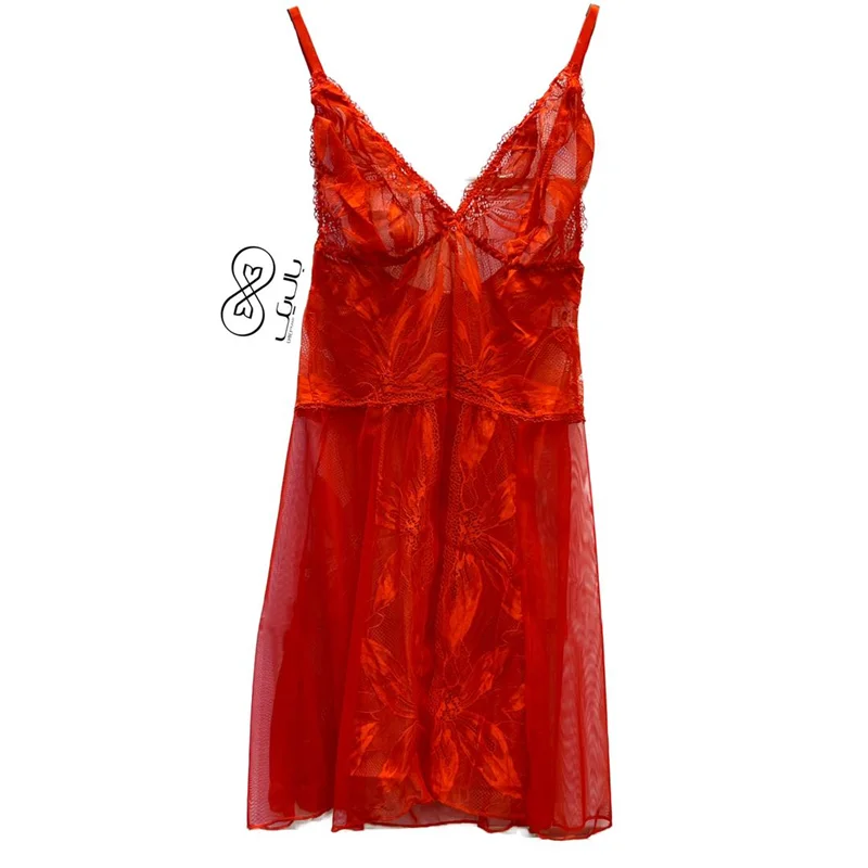 لباس خواب زنانه گیپور کد 1098 قرمز