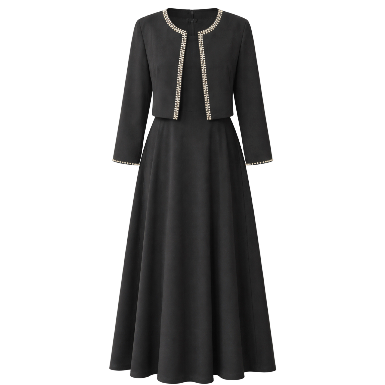 سارافن کت کار شده مجلسی زنانه کد 4052 رنگ مشکی