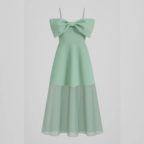 لباس مجلسی عروسکی بلند pre130 سبز روشن