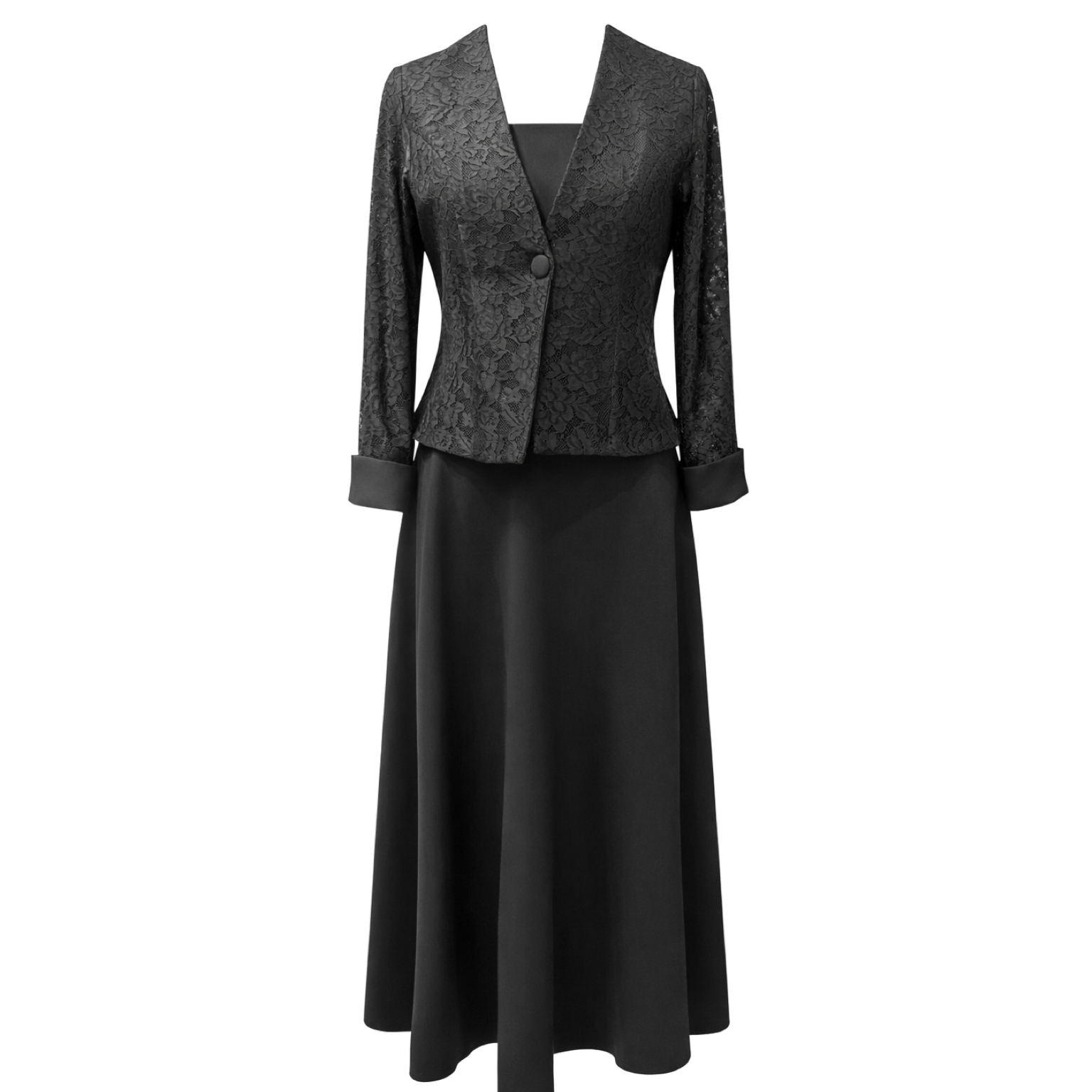 سارافن کت مجلسی زنانه با کت دانتل کد 4100 مشکی