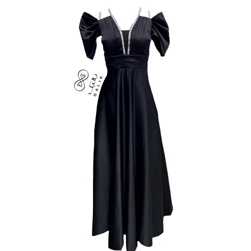 پیراهن ماکسی ساتن کد pre200 مشکی