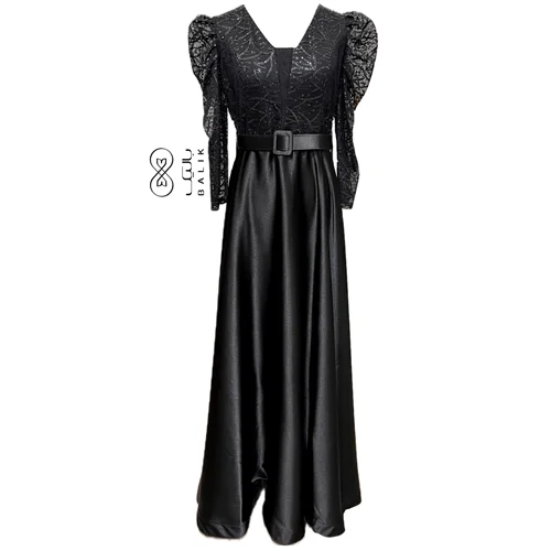 لباس مجلسی ماکسی پولک دوزی کد pre70 مشکی