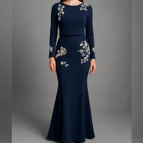 ست کراپ و دامن مجلسی کد da361 سرمه ای