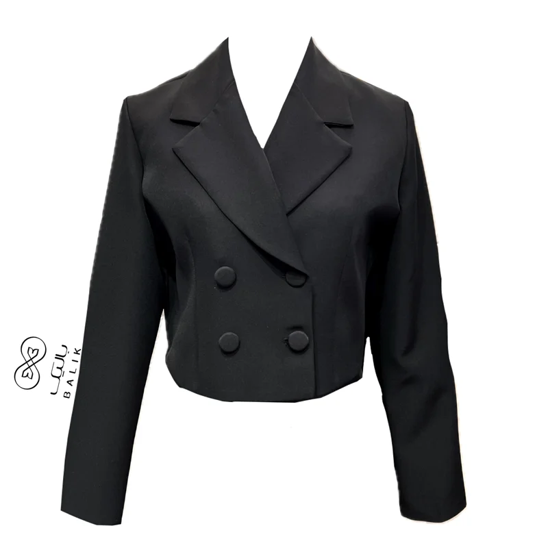 کراپ کت زنانه مجلسی مشکی کد he10