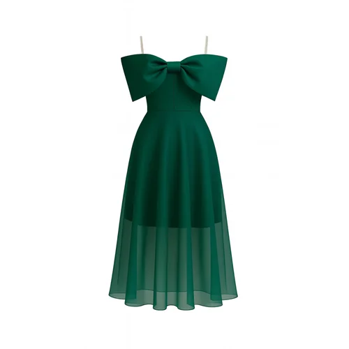 لباس مجلسی عروسکی بلند pre130 سبز تیره