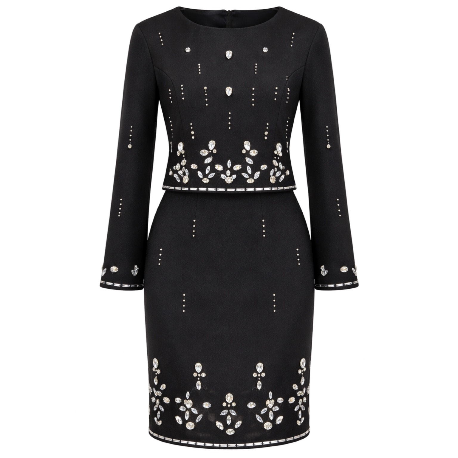 ست کراپ و دامن سنگدوزی مجلسی کد da291 مشکی