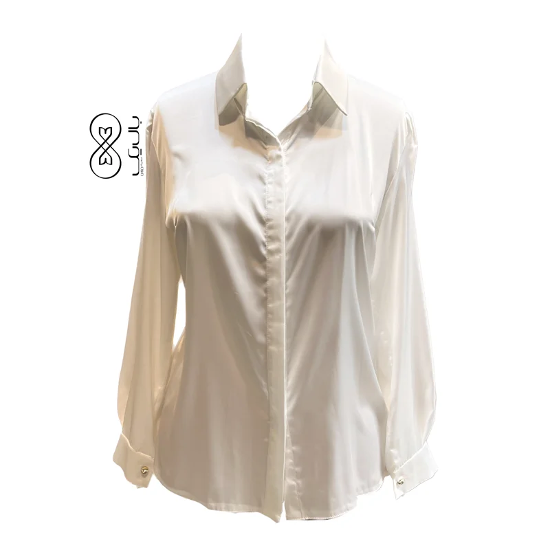 شومیز ساتن زنانه سفید ترک کد 3209