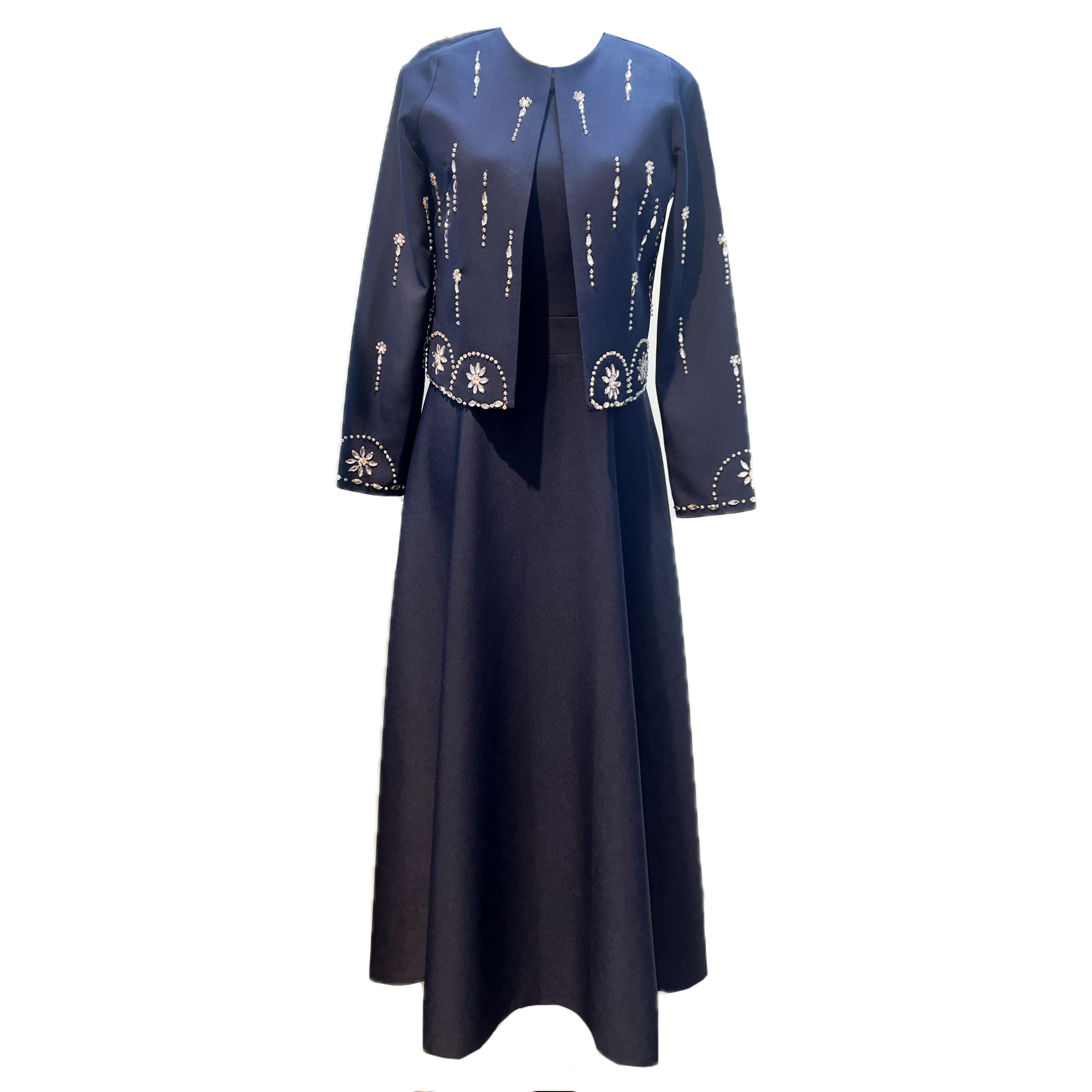 سارافن کت زنانه کار شده کد 132 سرمه ای