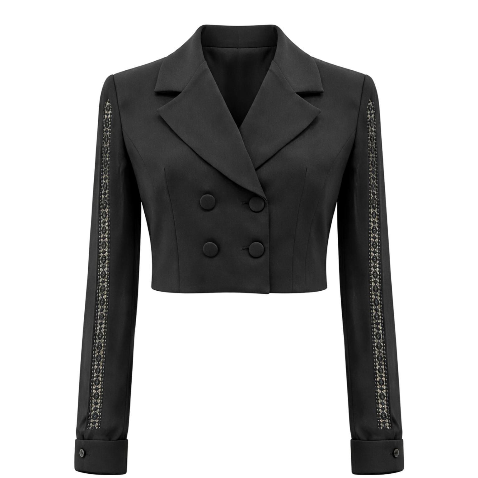 کراپ کت مجلسی کد he50 آستین دانتل مشکی