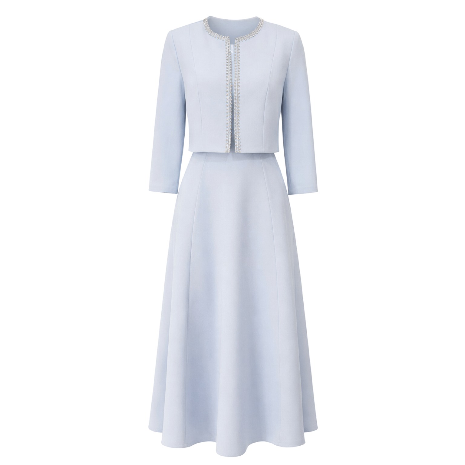 سارافن کت کار شده مجلسی زنانه کد 4052 رنگ آبی روشن