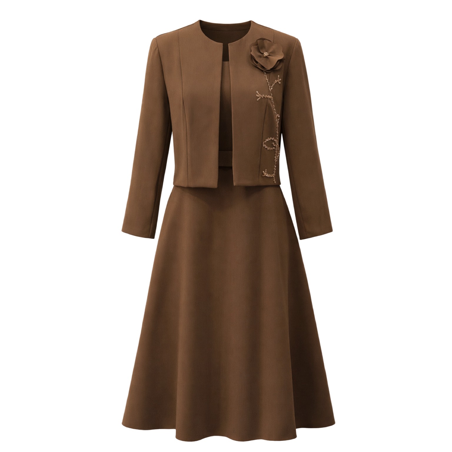 سارافن کت کار شده کد 4050 رنگ موکا ( رنگ قهوه ای )