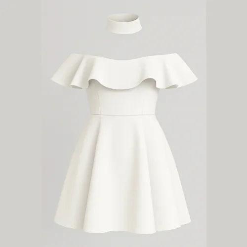 لباس مجلسی عروسکی دخترانه کد 182 سفید