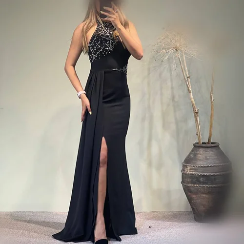 پیراهن ماکسی کد 2984 مشکی سنگدوزی