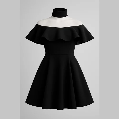 پیراهن عروسکی دخترانه کد 182 مشکی