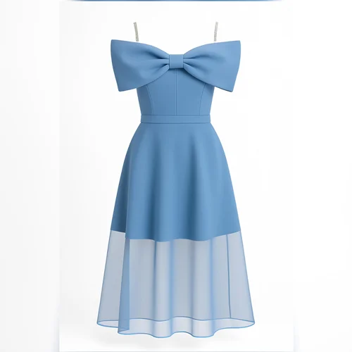 لباس مجلسی عروسکی بلند pre130 آبی