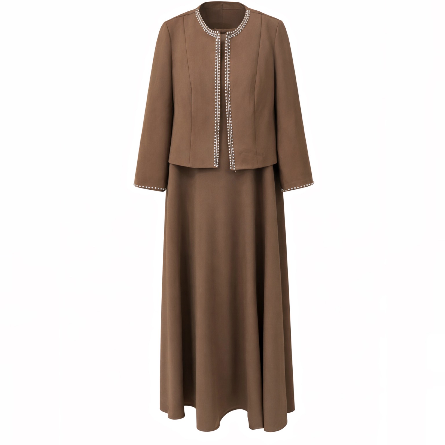 سارافن کت کار شده مجلسی زنانه کد 4052 رنگ موکا