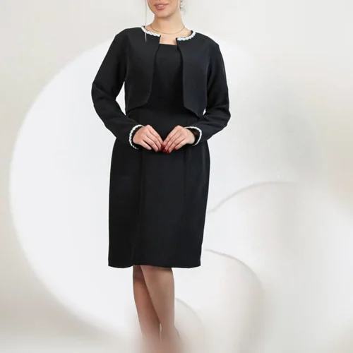 سارافن و کت مجلسی زنانه مشکی کار شده کد 3066