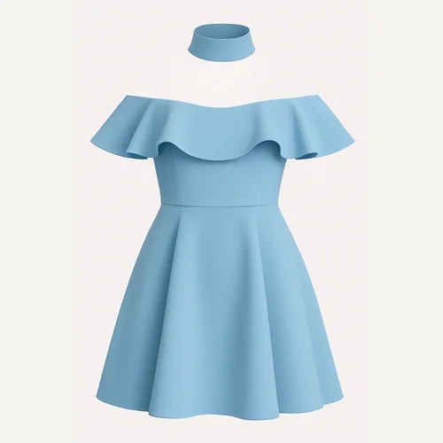 لباس مجلسی عروسکی دخترانه کد 182 آبی